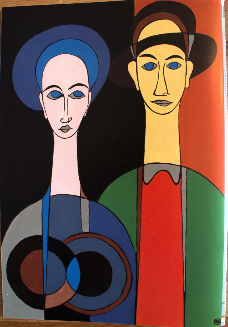 abstract figure man with red hat